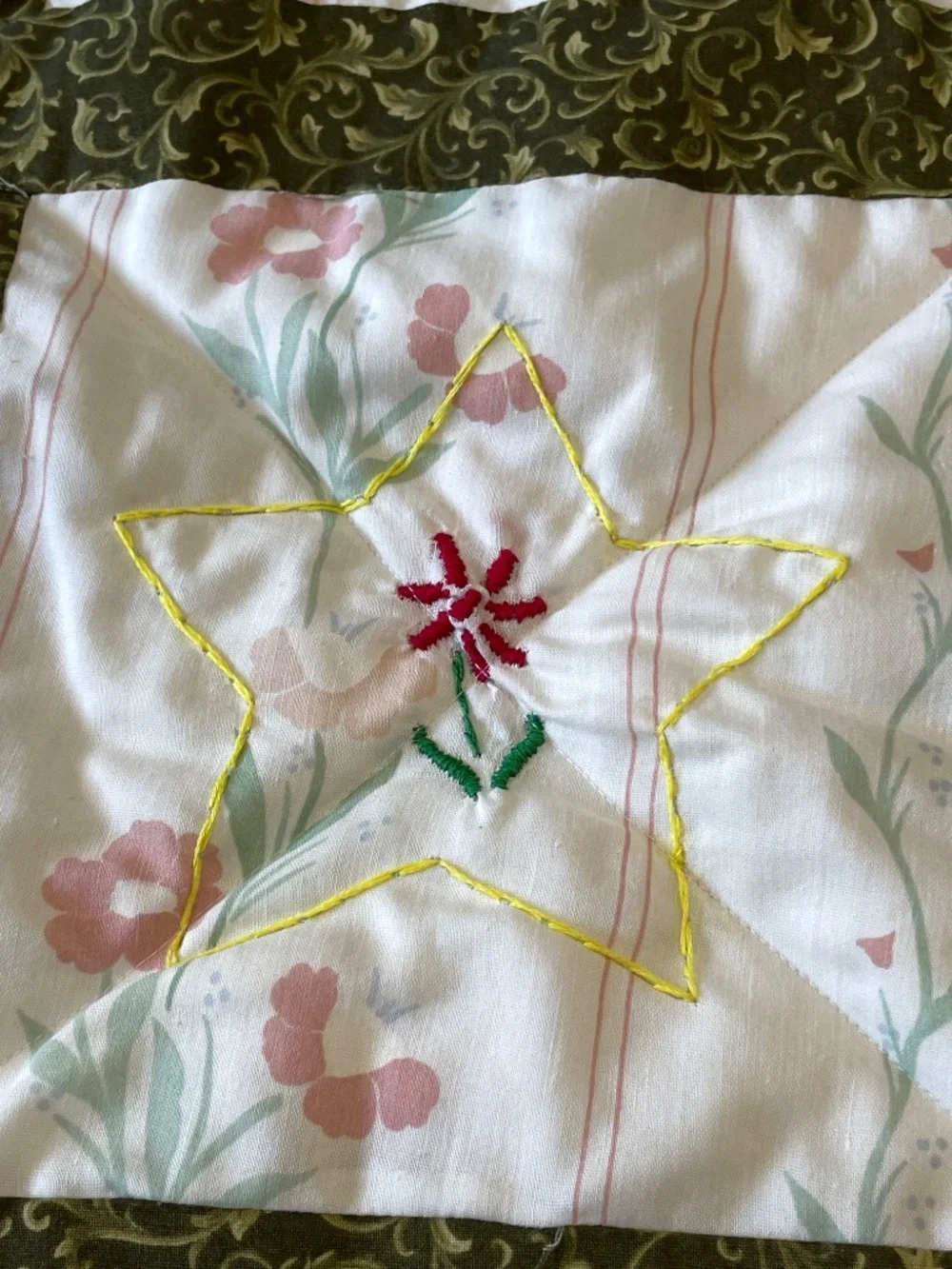 Handmade Whimsical Embroidered Lap Child Quilt